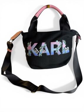 Karl Lagerfeld Black Crossbody Bag with Pink Accents